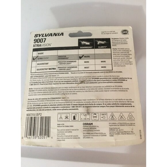 Sylvania Xtra Vision 9007 HB5 65/55W Two Bulbs Head Light Dual Beam Plug Play OE - Picture 2 of 4